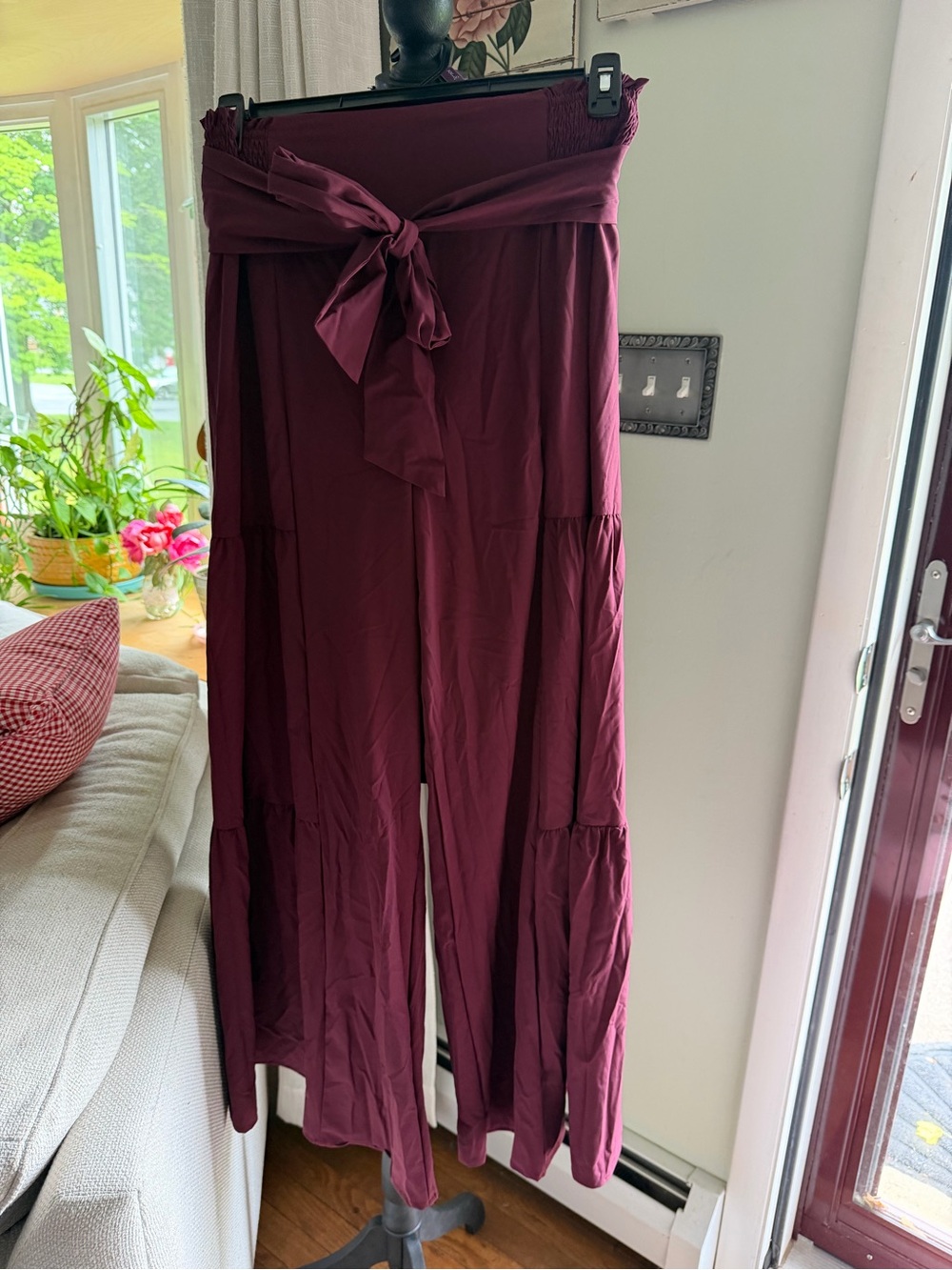 HALARA Burgundy Wide-Leg Tie-Waist Jumpsuit Pants IF YOU KNOW YOU KNOW